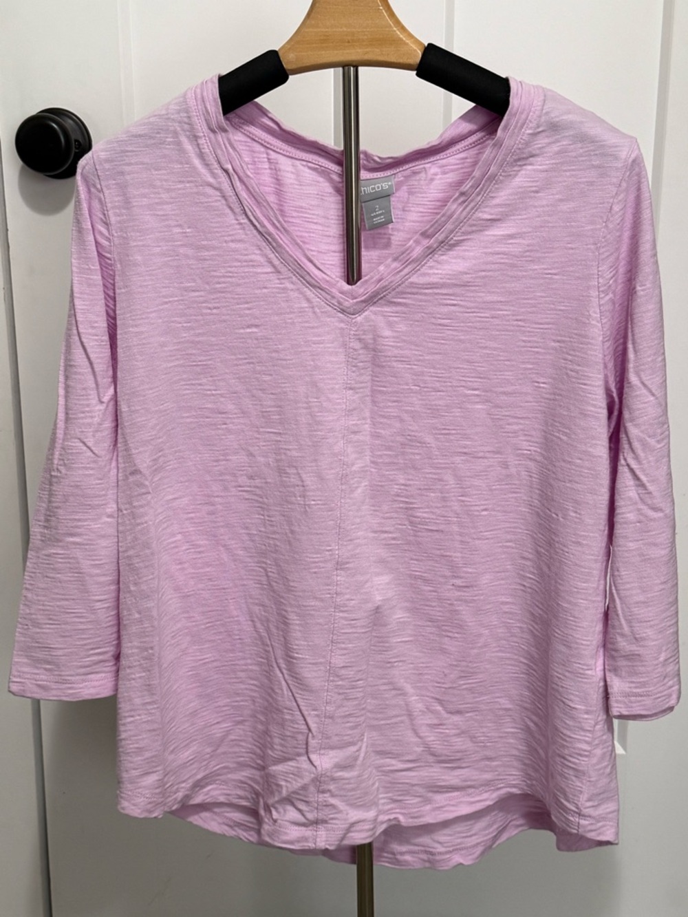 Pink Chico’s V-Neck 3/4 Sleeve Top